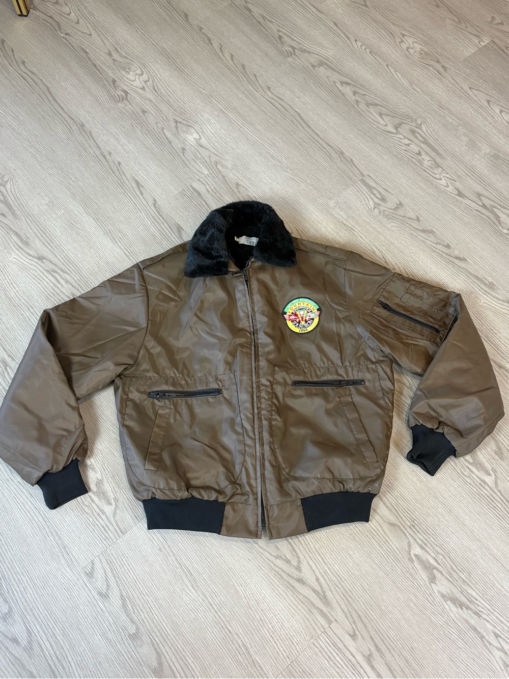 VTG 1984 Dr. Pepper/ 7 UP Men's Brown Bomber Jacket